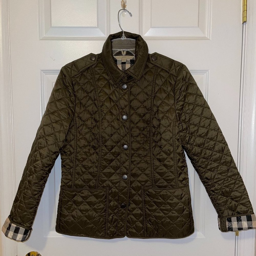 Burberry Brit - Olive Green Classic Quilted Logo Jacket